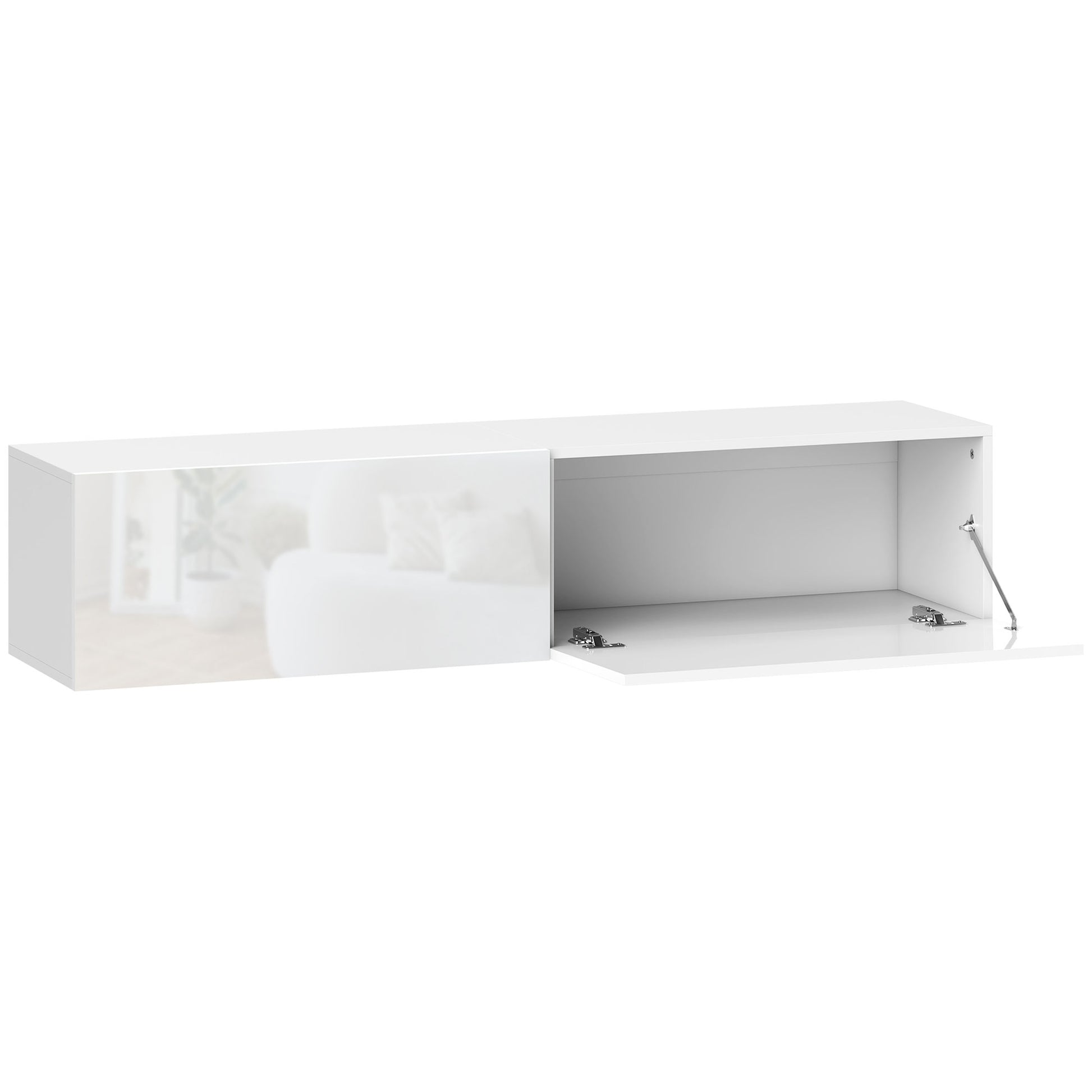 Floating TV Stand Wall-Mounted TV Cabinet for TVs up to 45 55 65 Inches with 2 Doors, Wall TV Stand for Living Room Bedroom, 140 x 33 x 29.8 cm, White