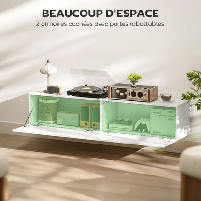 Floating TV Stand Wall-Mounted TV Cabinet for TVs up to 45 55 65 Inches with 2 Doors, Wall TV Stand for Living Room Bedroom, 140 x 33 x 29.8 cm, White