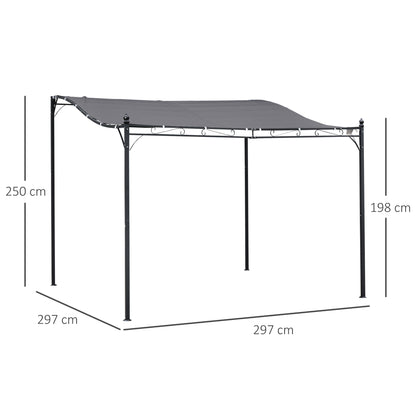 Pergola Garden Pavilion Canopy Cover Tent Metal Grey 297x297cm