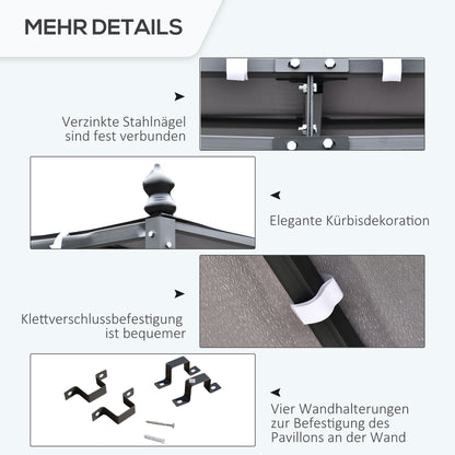 Pergola Garden Pavilion Canopy Cover Tent Metal Grey 297x297cm