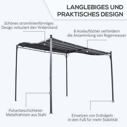 Pergola Garden Pavilion Canopy Cover Tent Metal Grey 297x297cm