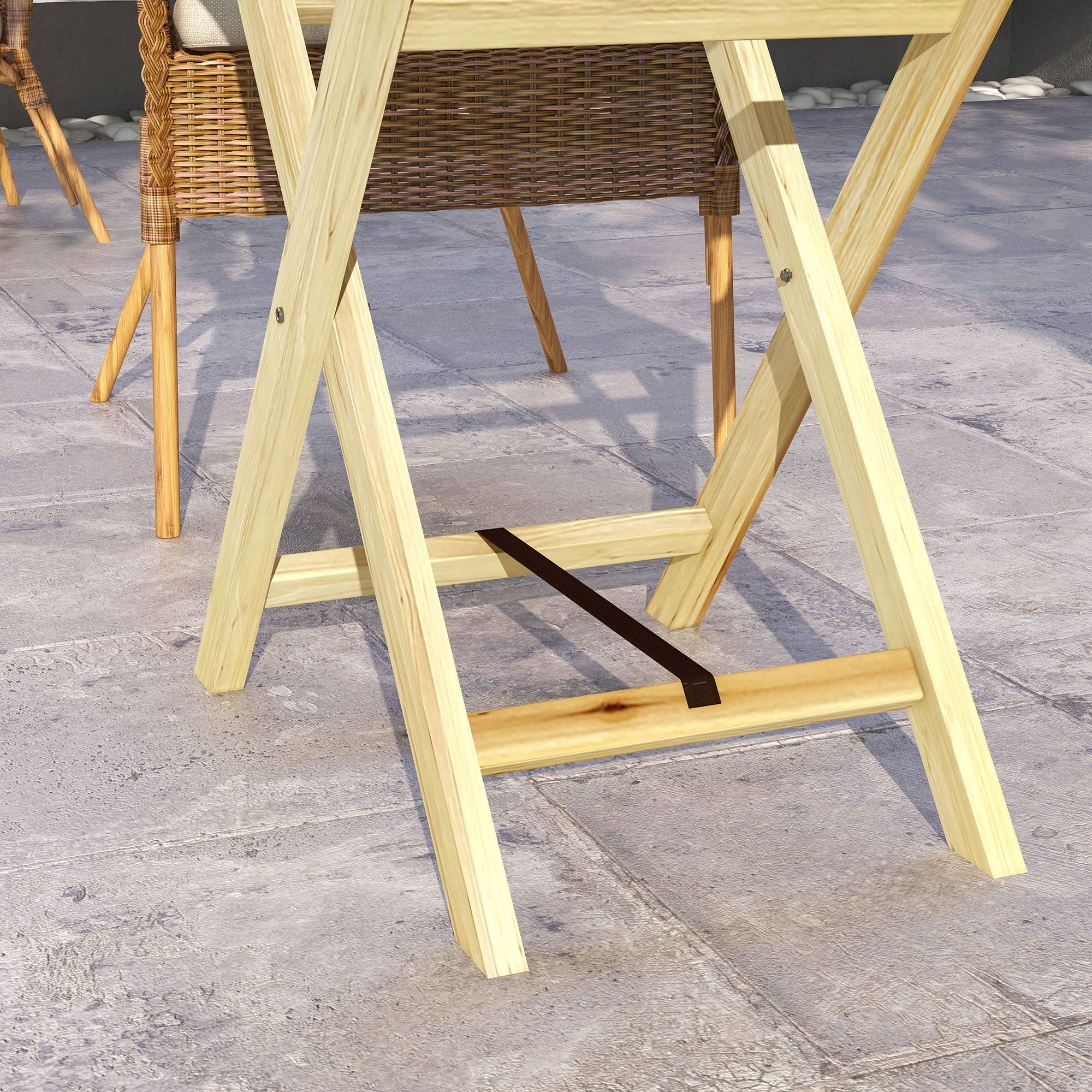 Rectangular outdoor garden table in natural wood for balcony terrace 68L x 44W x 75H cm