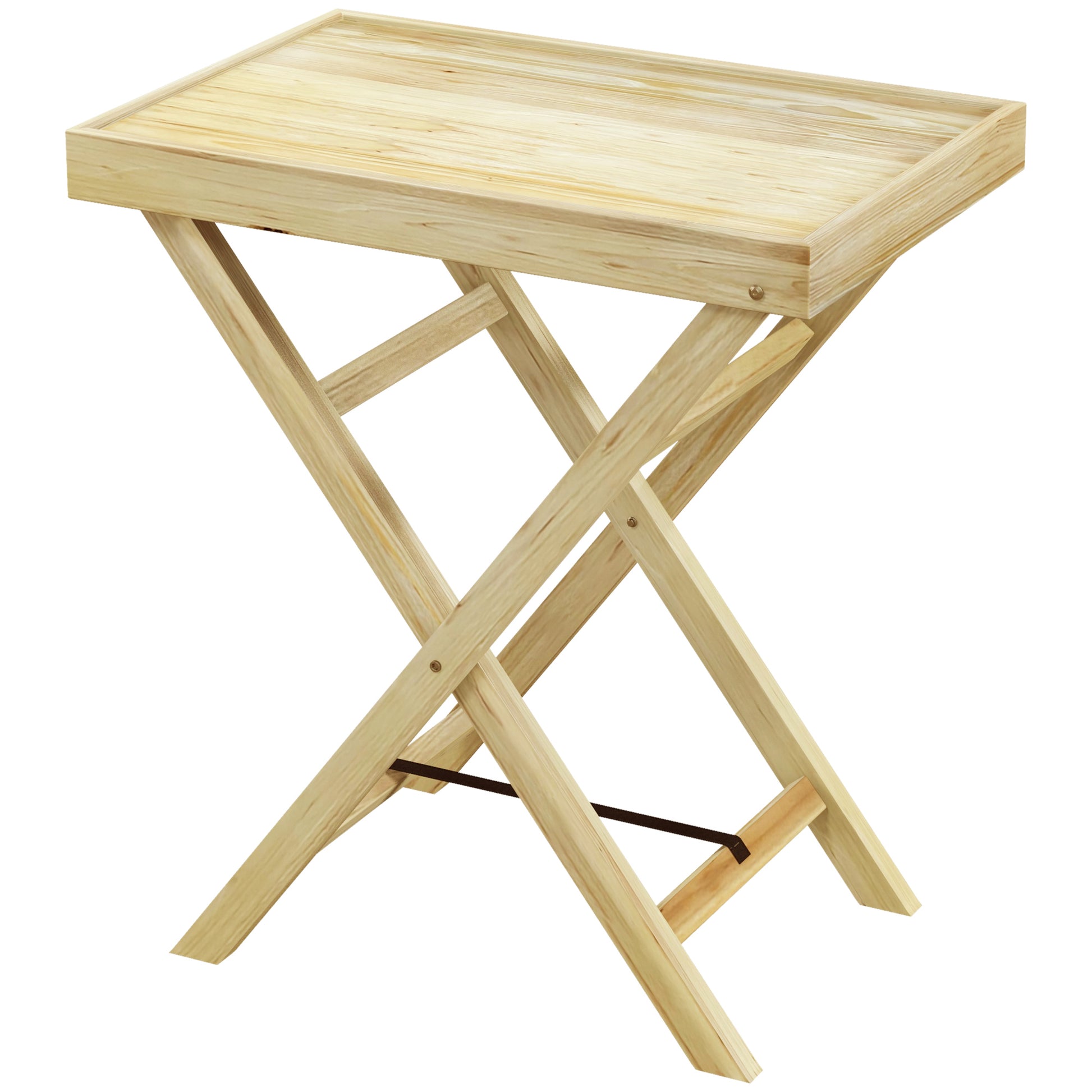 Rectangular outdoor garden table in natural wood for balcony terrace 68L x 44W x 75H cm