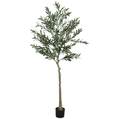 Artificial Olive Tree Large 180 cm Fake Plant, Plastic Artificial Plants Olive Tree in Pot, Artificial Tree with Cement, Artificial Moss for Living Room, Bedroom, Decor, Office