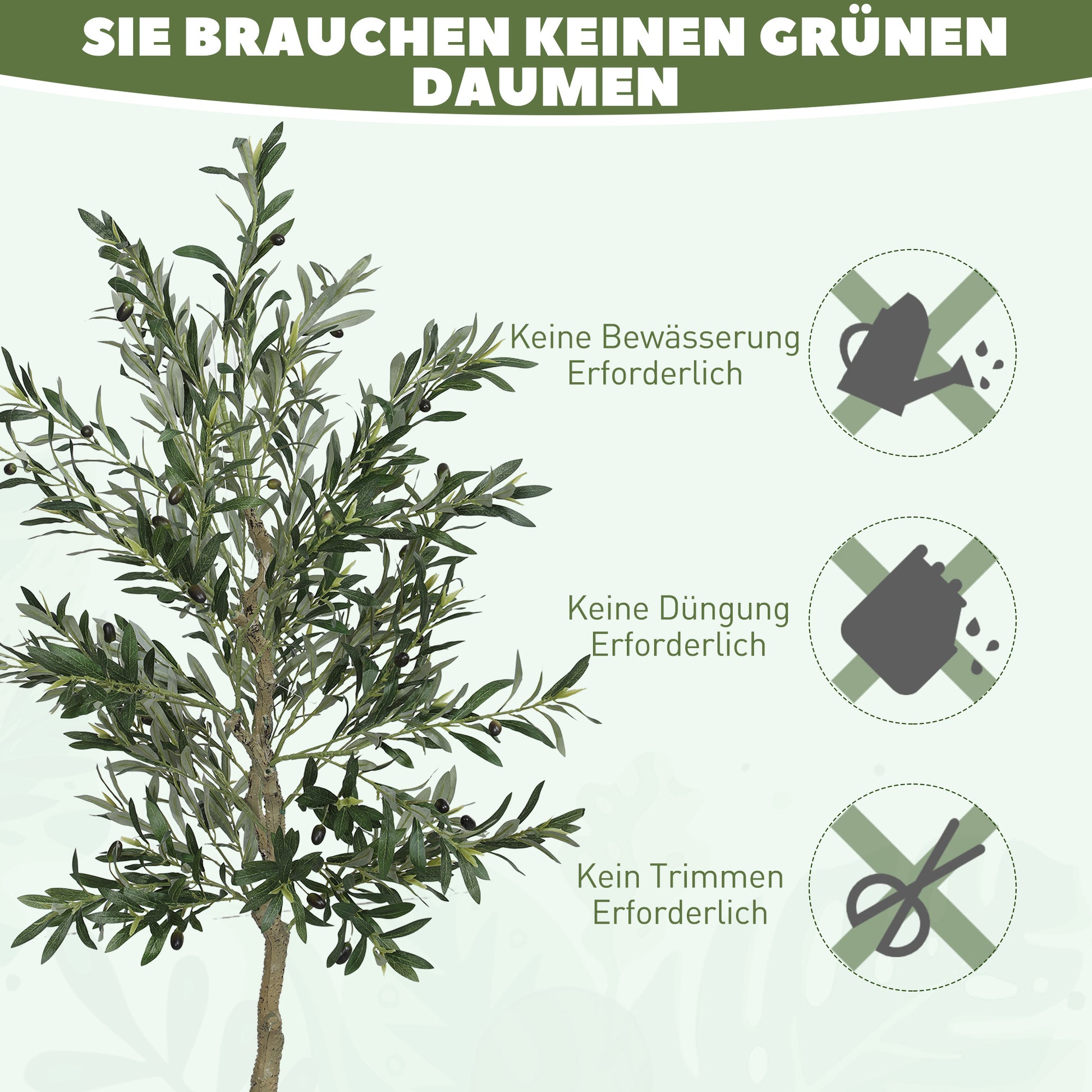 Artificial Olive Tree Large 180 cm Fake Plant, Plastic Artificial Plants Olive Tree in Pot, Artificial Tree with Cement, Artificial Moss for Living Room, Bedroom, Decor, Office