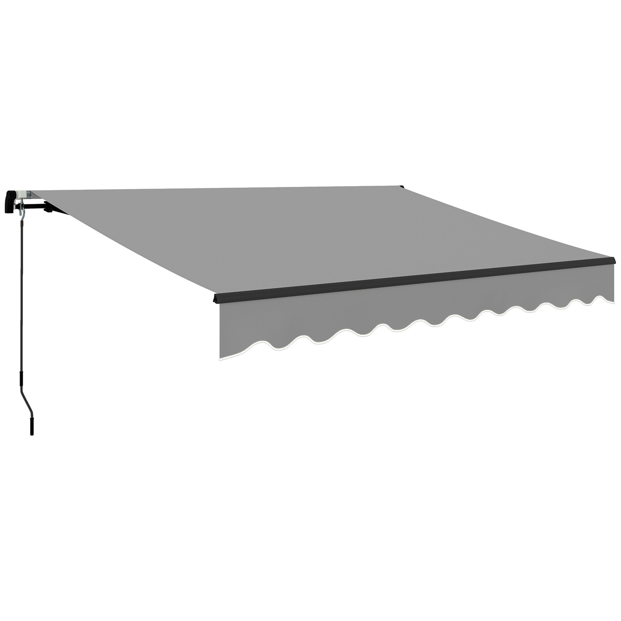 Manual Retractable Awning 360x220 cm Balcony Awning with Aluminum Crank 3 Arms and UV30+ Protection Retractable Outdoor Awning for Garden Terrace Windows Gray