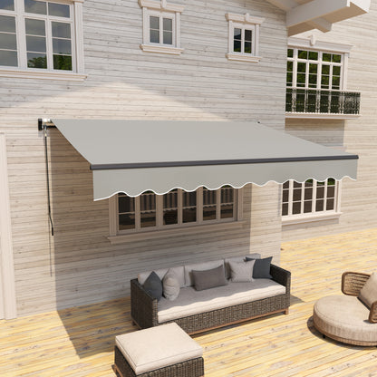 Manual Retractable Awning 360x220 cm Balcony Awning with Aluminum Crank 3 Arms and UV30+ Protection Retractable Outdoor Awning for Garden Terrace Windows Gray