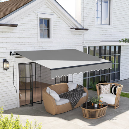 Manual Retractable Awning 360x220 cm Balcony Awning with Aluminum Crank 3 Arms and UV30+ Protection Retractable Outdoor Awning for Garden Terrace Windows Gray
