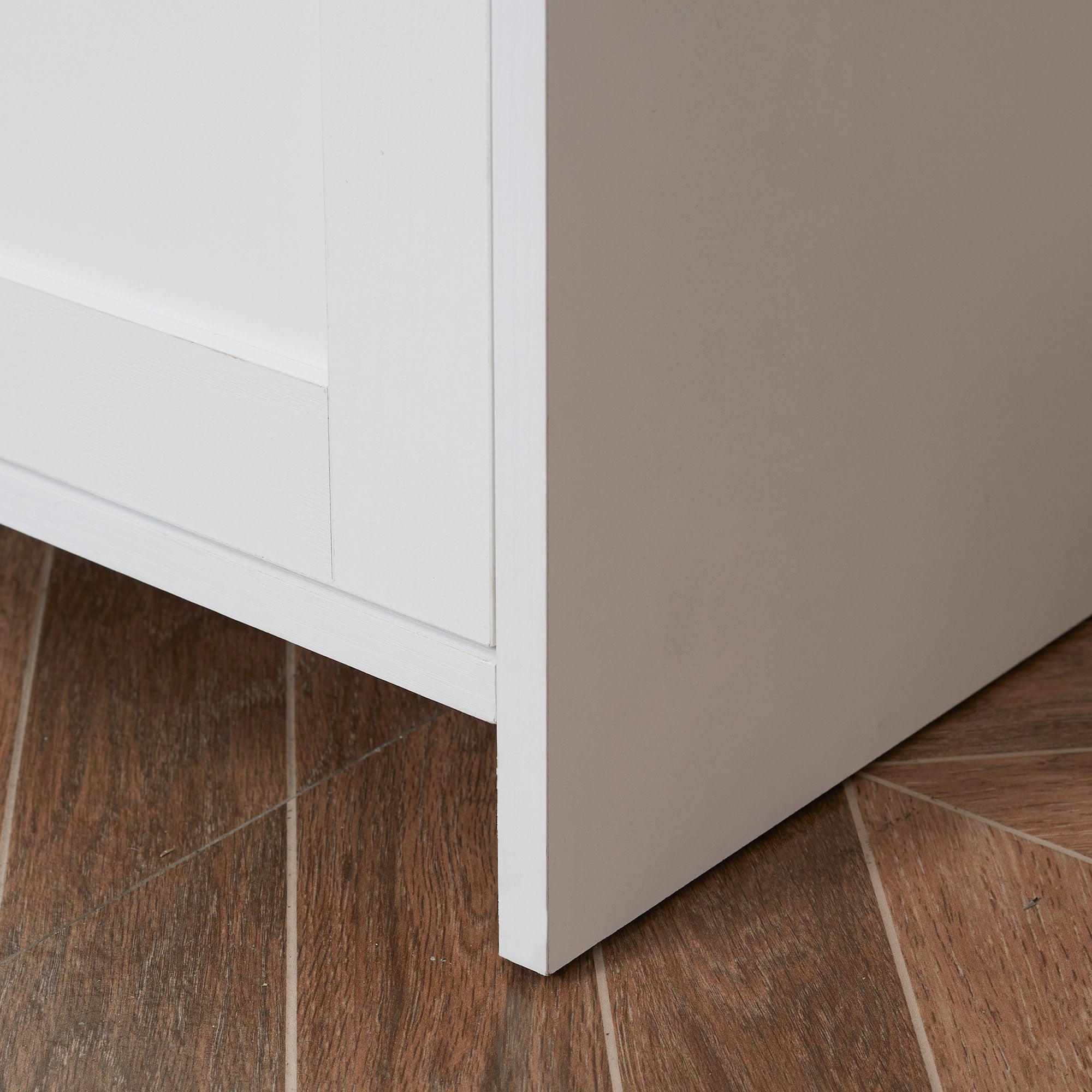 Kitchen Storage Cabinet Sideboard Buffet with 2 Doors and 2 Adjustable Shelves - White and Wood Look - 90 x 39.5 x 88 cm