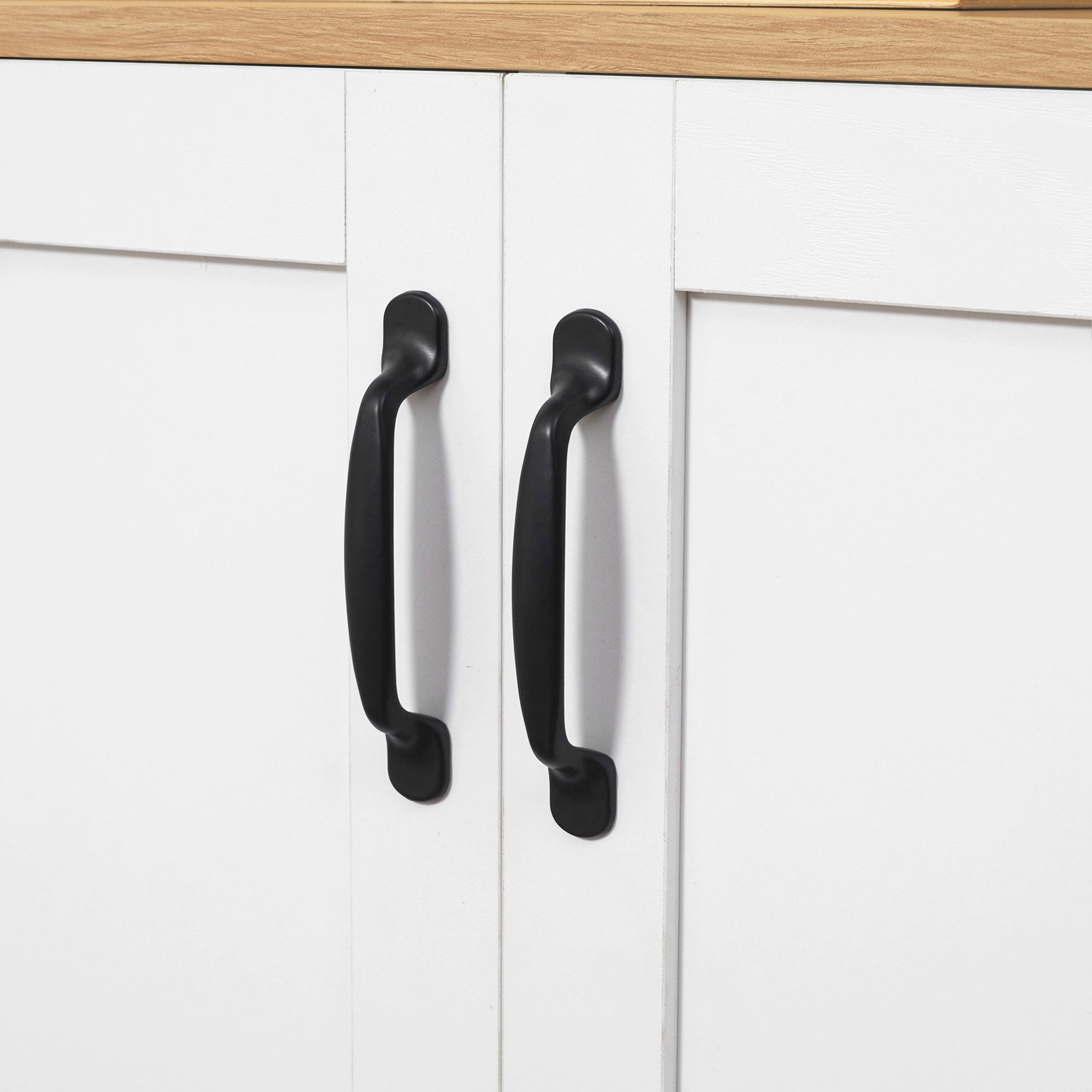 Kitchen Storage Cabinet Sideboard Buffet with 2 Doors and 2 Adjustable Shelves - White and Wood Look - 90 x 39.5 x 88 cm