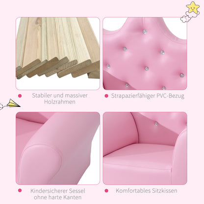 Children's Play Sofa with Ottoman, Kids Sofa Princess Play Sofa Mini Couch for Cozy Corner, Children's Room, Playroom, Bedroom, Pink