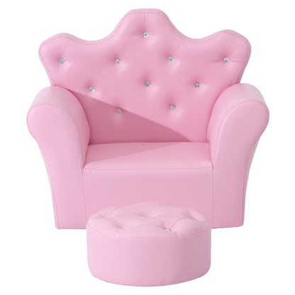Children's Play Sofa with Ottoman, Kids Sofa Princess Play Sofa Mini Couch for Cozy Corner, Children's Room, Playroom, Bedroom, Pink