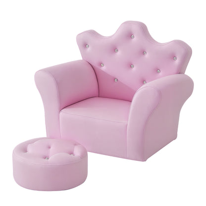Children's Play Sofa with Ottoman, Kids Sofa Princess Play Sofa Mini Couch for Cozy Corner, Children's Room, Playroom, Bedroom, Pink