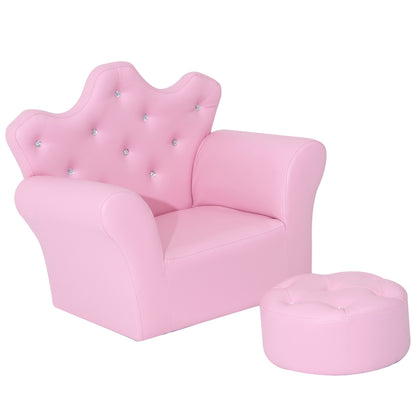 Children's Play Sofa with Ottoman, Kids Sofa Princess Play Sofa Mini Couch for Cozy Corner, Children's Room, Playroom, Bedroom, Pink