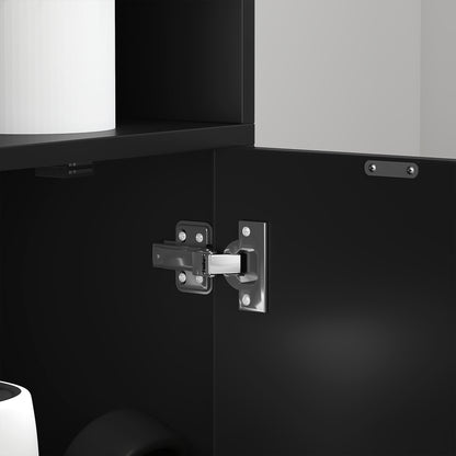 Bookcase Storage Shelf with 4 Open Compartments and 2 Doors, Storage Shelf for Living Room, Bedroom, Office, 59 x 29 x 180 cm, Black