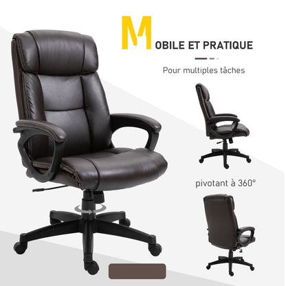 Ergonomic Adjustable Office Chair Manager Chair with 360° Swivel Wheels Synthetic PU Covering 64 x 73 x 106-115.5 cm Chocolate
