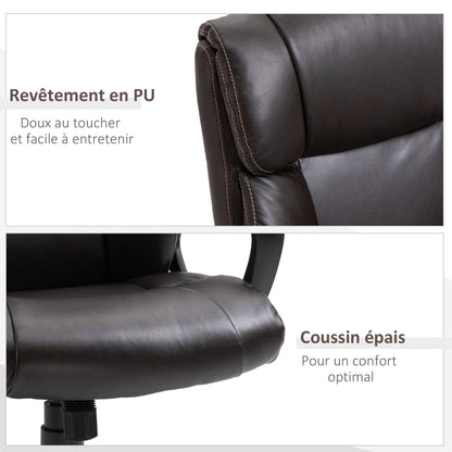 Ergonomic Adjustable Office Chair Manager Chair with 360° Swivel Wheels Synthetic PU Covering 64 x 73 x 106-115.5 cm Chocolate