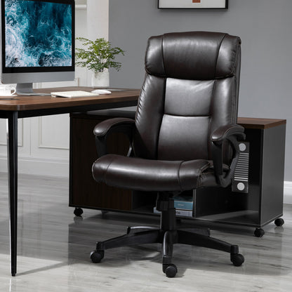 Ergonomic Adjustable Office Chair Manager Chair with 360° Swivel Wheels Synthetic PU Covering 64 x 73 x 106-115.5 cm Chocolate