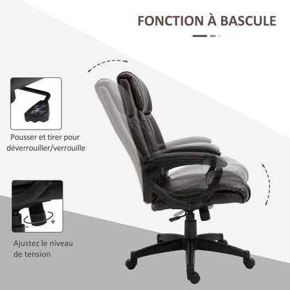 Ergonomic Adjustable Office Chair Manager Chair with 360° Swivel Wheels Synthetic PU Covering 64 x 73 x 106-115.5 cm Chocolate