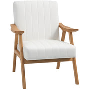Armchair Living Room Lounge Chair with Rubberwood Legs, Upholstered Chair with Velvet Look, Reading Chair for Bedroom Study Room Cream