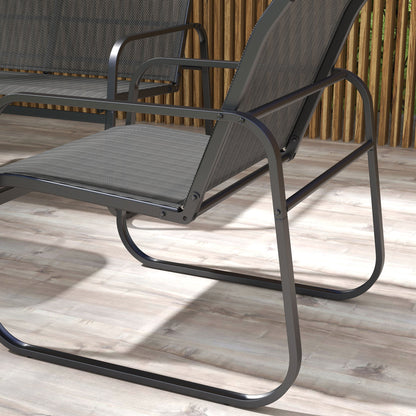 Garden Furniture Set 4 pcs, Garden Set with 1 Two-Seater, 2 Chairs, 1 Coffee Table, Seating Set, Balcony Furniture Set for Patio, Mesh, Black