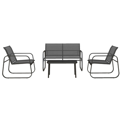 Garden Furniture Set 4 pcs, Garden Set with 1 Two-Seater, 2 Chairs, 1 Coffee Table, Seating Set, Balcony Furniture Set for Patio, Mesh, Black
