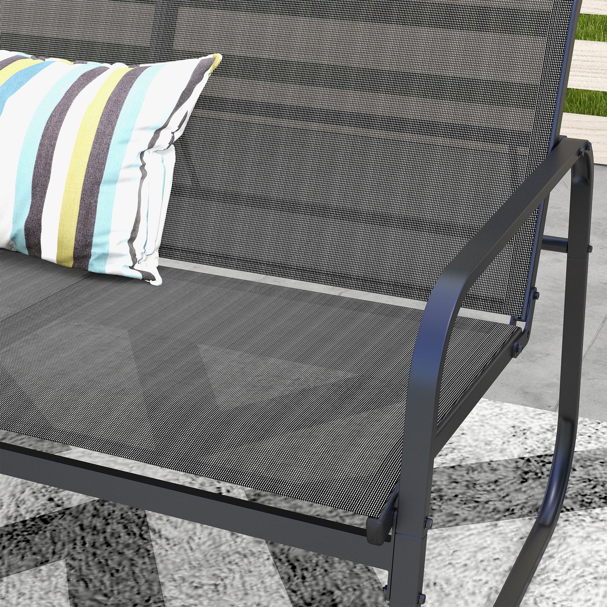 Garden Furniture Set 4 pcs, Garden Set with 1 Two-Seater, 2 Chairs, 1 Coffee Table, Seating Set, Balcony Furniture Set for Patio, Mesh, Black