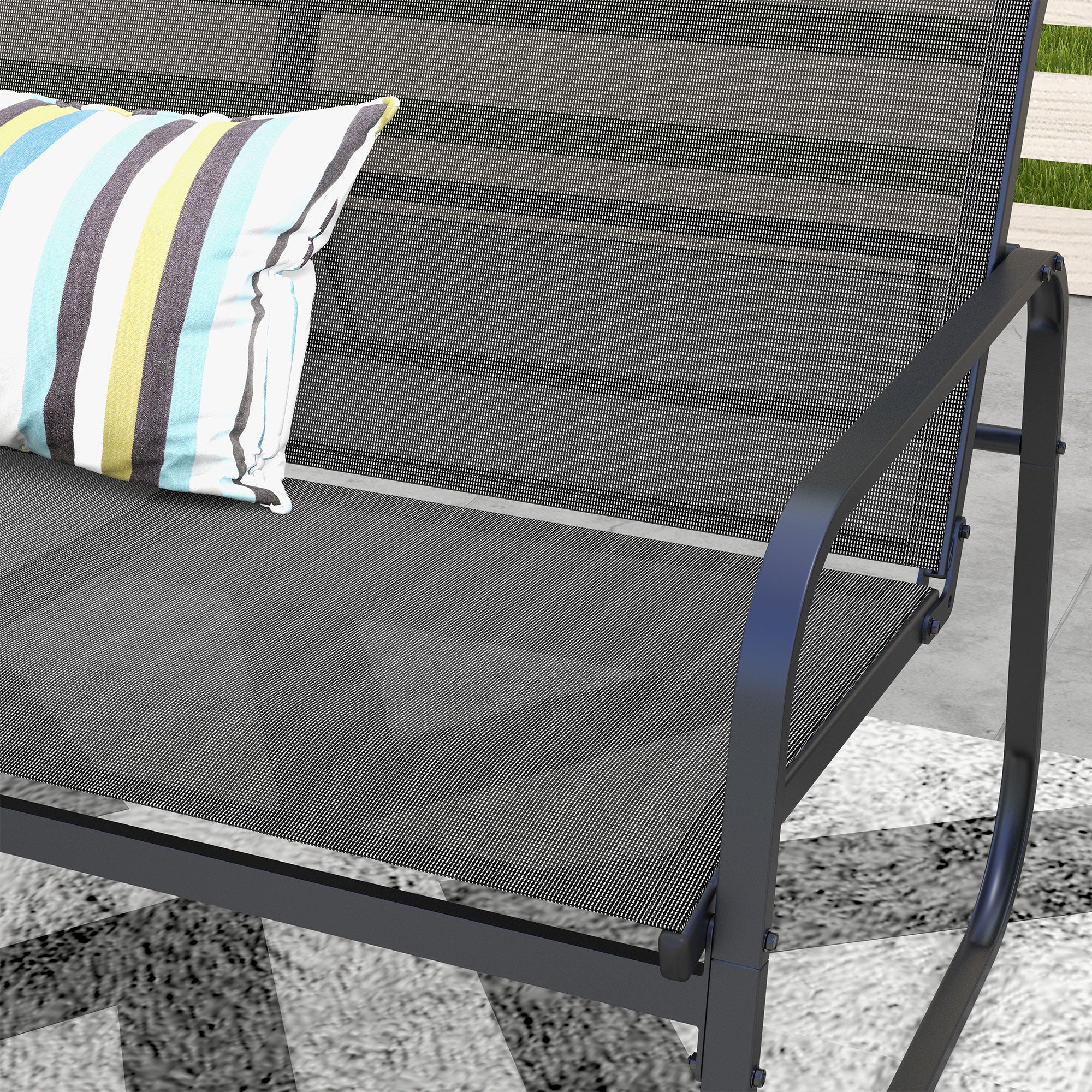 Garden Furniture Set 4 pcs, Garden Set with 1 Two-Seater, 2 Chairs, 1 Coffee Table, Seating Set, Balcony Furniture Set for Patio, Mesh, Black