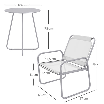 3 Piece Bistro Set, Balcony Furniture Set including 1 Table, 2 Chairs, Garden Furniture Set, Garden Seating Group for Garden, Terrace, Mesh, Light Gray