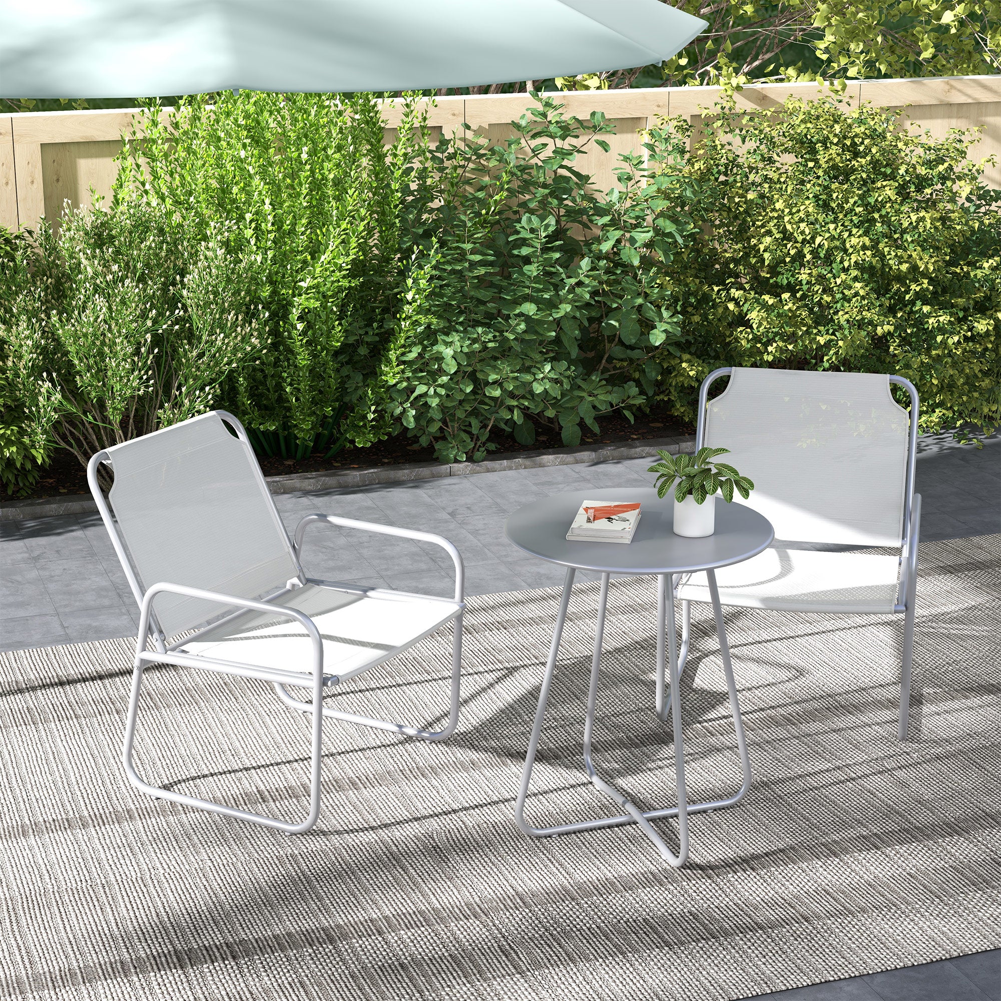 3 Piece Bistro Set, Balcony Furniture Set including 1 Table, 2 Chairs, Garden Furniture Set, Garden Seating Group for Garden, Terrace, Mesh, Light Gray