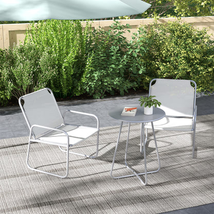 3 Piece Bistro Set, Balcony Furniture Set including 1 Table, 2 Chairs, Garden Furniture Set, Garden Seating Group for Garden, Terrace, Mesh, Light Gray