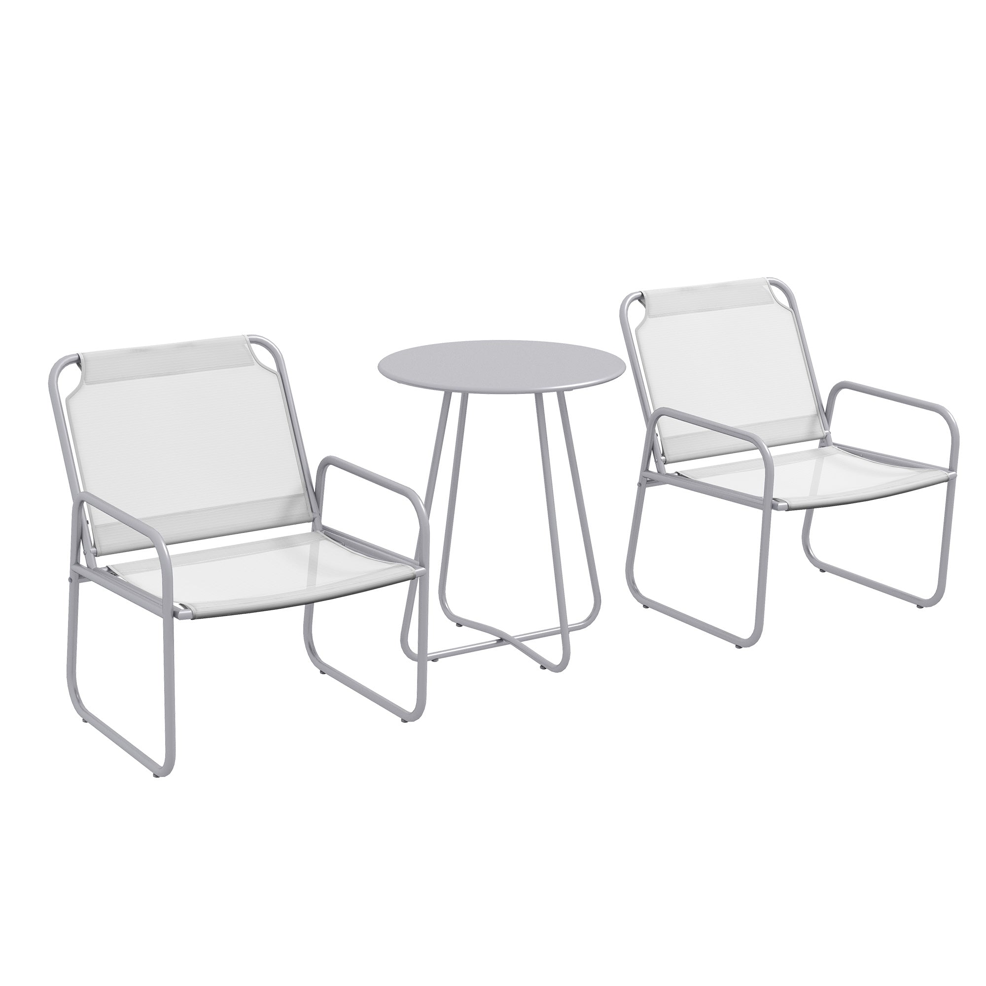 3 Piece Bistro Set, Balcony Furniture Set including 1 Table, 2 Chairs, Garden Furniture Set, Garden Seating Group for Garden, Terrace, Mesh, Light Gray