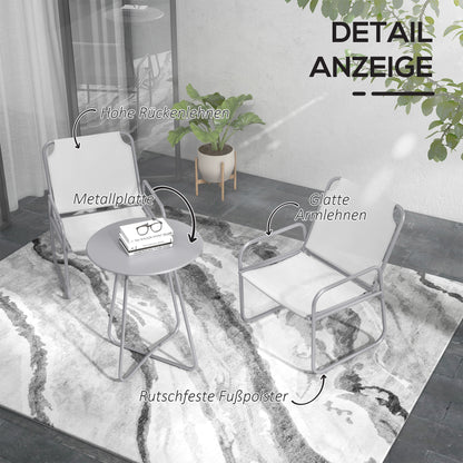 3 Piece Bistro Set, Balcony Furniture Set including 1 Table, 2 Chairs, Garden Furniture Set, Garden Seating Group for Garden, Terrace, Mesh, Light Gray