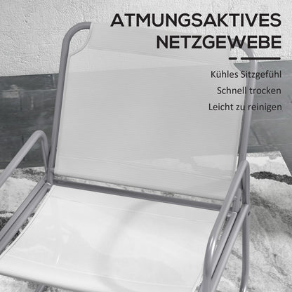 3 Piece Bistro Set, Balcony Furniture Set including 1 Table, 2 Chairs, Garden Furniture Set, Garden Seating Group for Garden, Terrace, Mesh, Light Gray