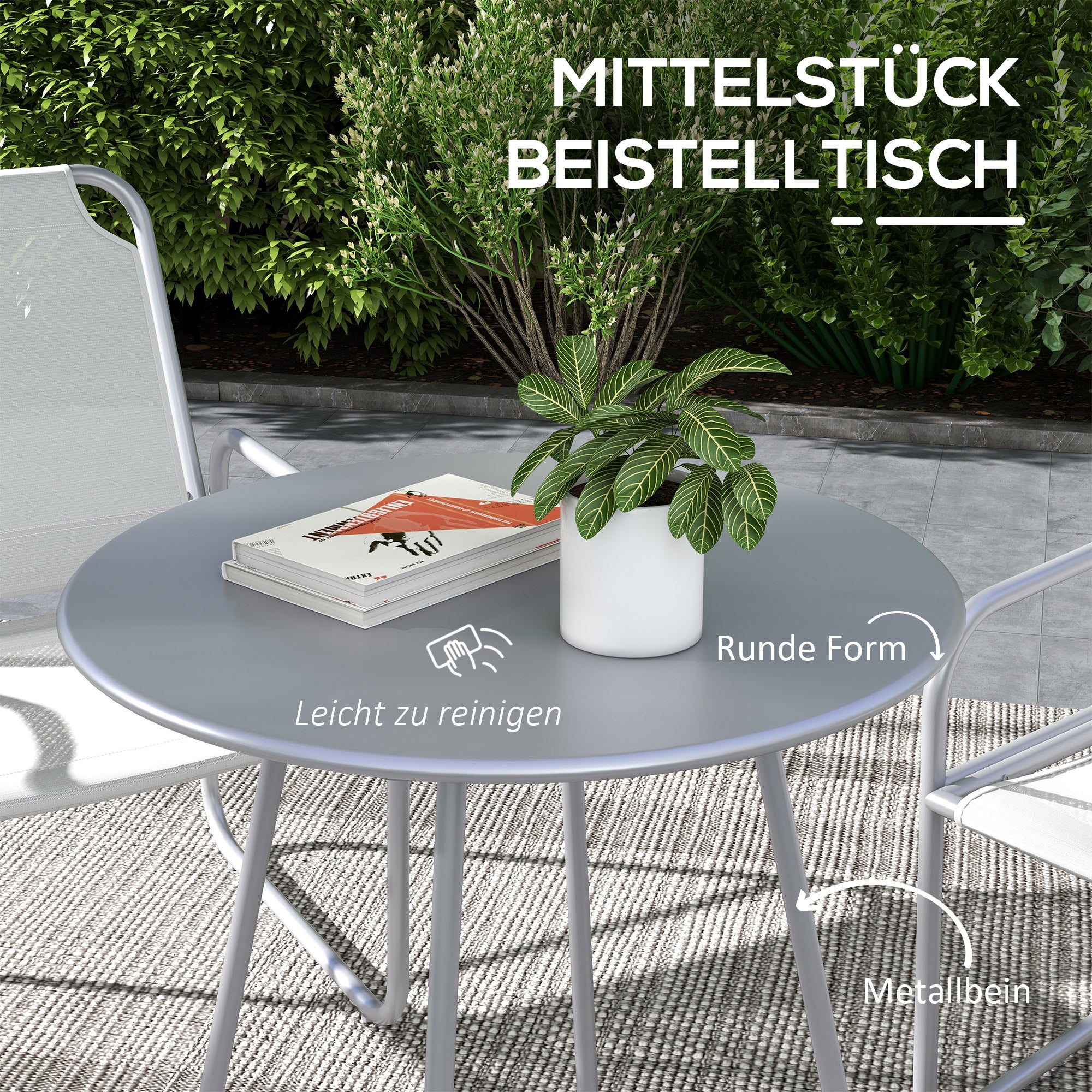 3 Piece Bistro Set, Balcony Furniture Set including 1 Table, 2 Chairs, Garden Furniture Set, Garden Seating Group for Garden, Terrace, Mesh, Light Gray