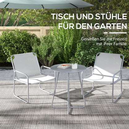3 Piece Bistro Set, Balcony Furniture Set including 1 Table, 2 Chairs, Garden Furniture Set, Garden Seating Group for Garden, Terrace, Mesh, Light Gray