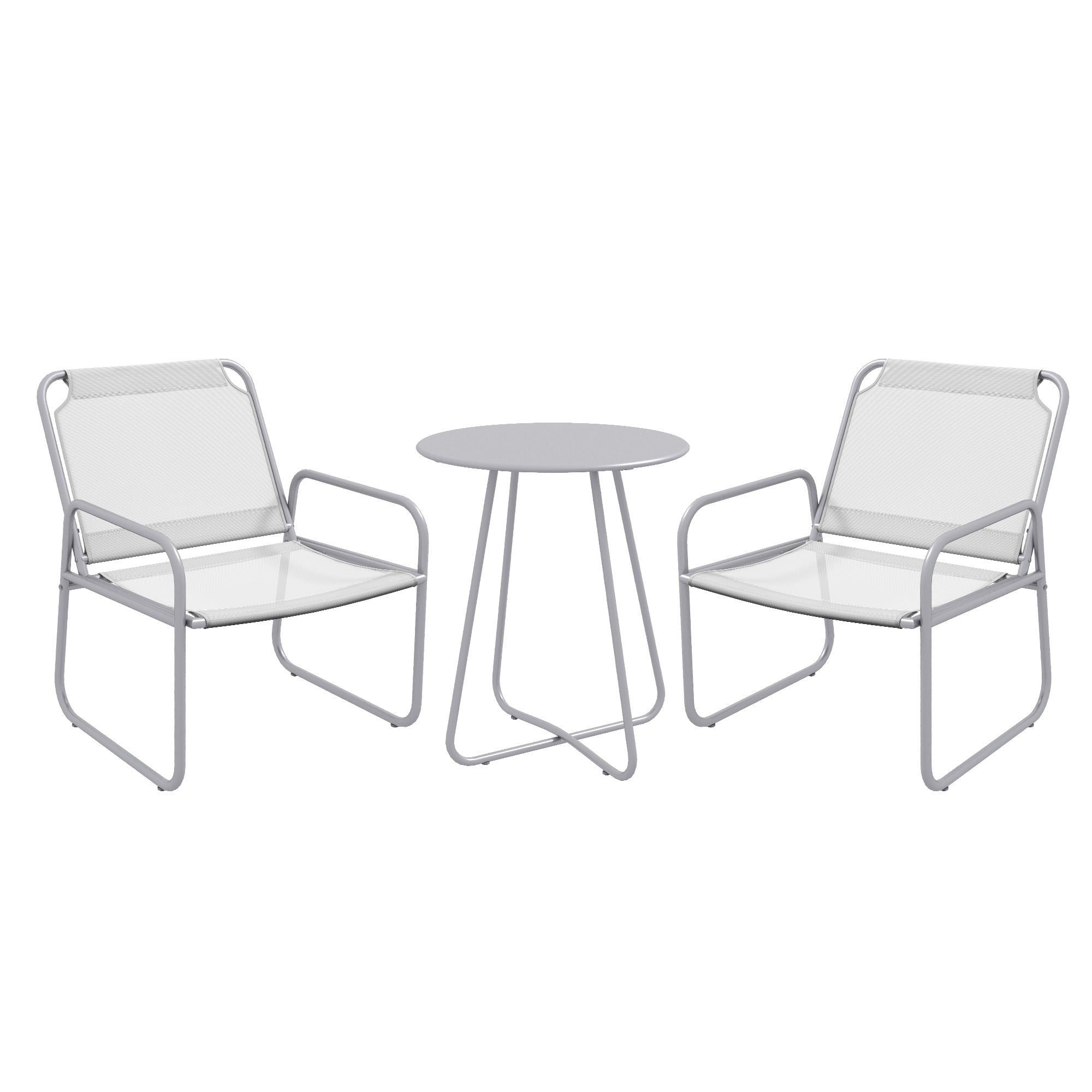 3 Piece Bistro Set, Balcony Furniture Set including 1 Table, 2 Chairs, Garden Furniture Set, Garden Seating Group for Garden, Terrace, Mesh, Light Gray