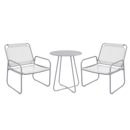 3 Piece Bistro Set, Balcony Furniture Set including 1 Table, 2 Chairs, Garden Furniture Set, Garden Seating Group for Garden, Terrace, Mesh, Light Gray