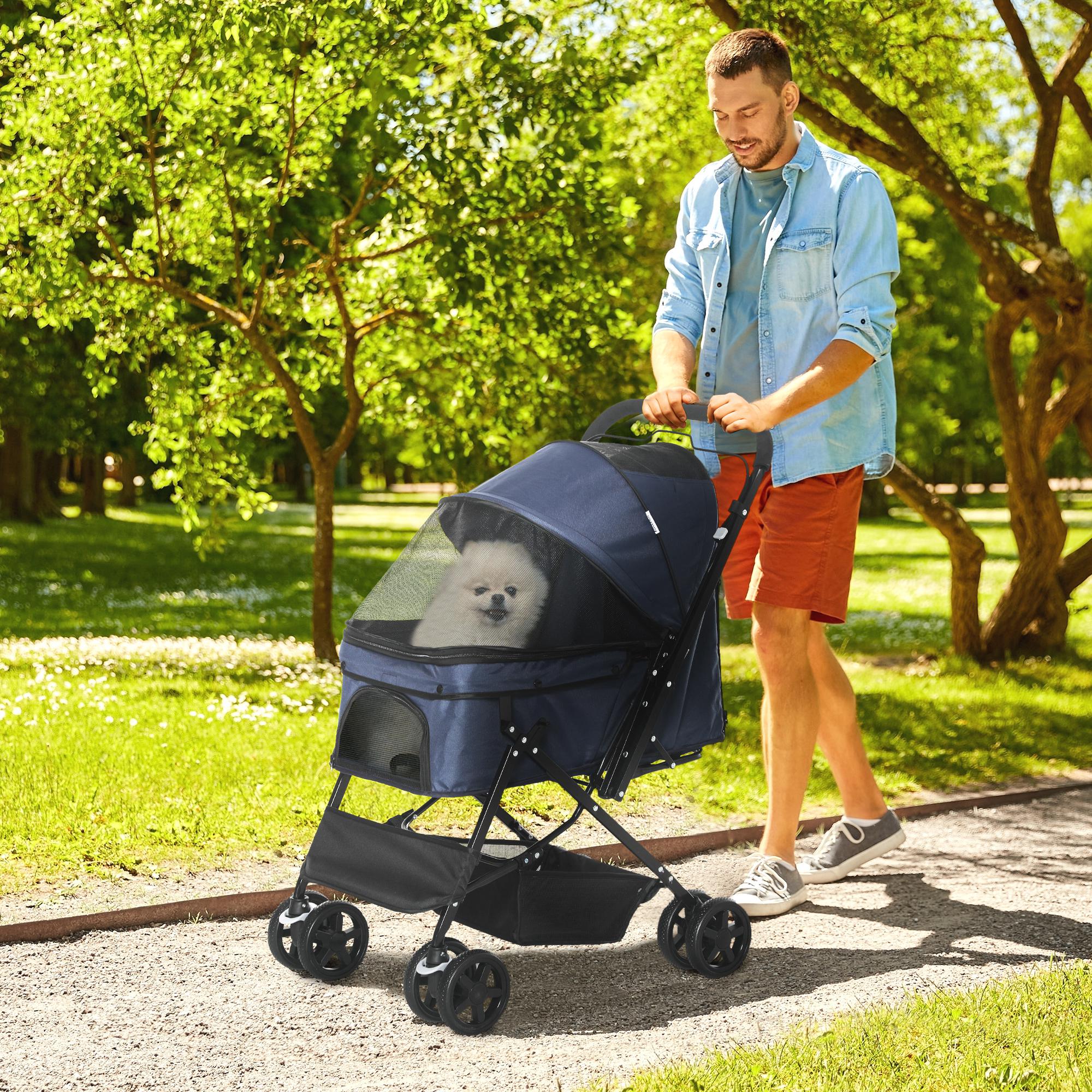 Dog Buggy Pet Stroller for Small Dogs and Cats Pet Stroller Cats Buggy Oxford Blue 76.5 x 52 x 95 cm