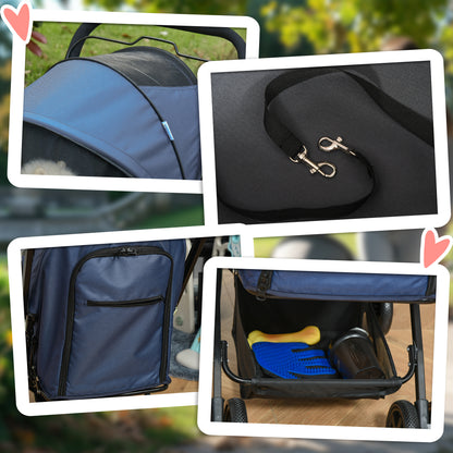 Dog Buggy Pet Stroller for Small Dogs and Cats Pet Stroller Cats Buggy Oxford Blue 76.5 x 52 x 95 cm
