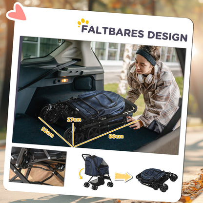 Dog Buggy Pet Stroller for Small Dogs and Cats Pet Stroller Cats Buggy Oxford Blue 76.5 x 52 x 95 cm