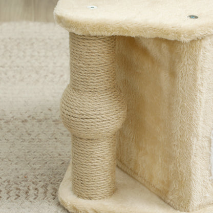 Cat Scratcher Height 66 cm Cat Tree Climbing Tower with Bed Cave Platform Hanging Ball and Jute Post Beige