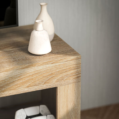 TV Furniture TV Stand for TVs up to 60 Inches with 2-Door Cabinet and Open Shelf for Living Room Bedroom, 140 x 40 x 48 cm, Natural Wood Effect