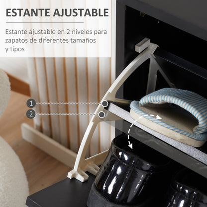 Modern Shoe Cabinet for Entryway Narrow Hallway with 2 Drawers and Adjustable Shelves 60x24x80 cm Black