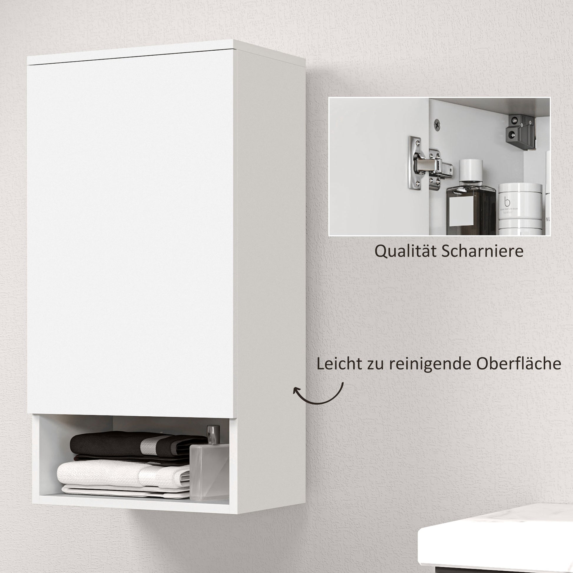 Bathroom Cabinet Wall Cabinet Bathroom Cabinet with Door, Adjustable Shelves, Shelf 40 x 27 x 77 cm White