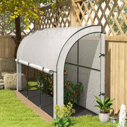 Greenhouse with Roll Door, Winterproof Steel Frame Greenhouse for Balcony, Garden, Tomato House with UV Protection 300x80x157cm Tomato Greenhouse for Vegetables Flowers Plants White