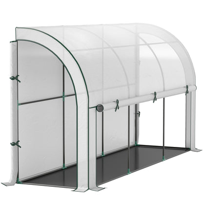 Greenhouse with Roll Door, Winterproof Steel Frame Greenhouse for Balcony, Garden, Tomato House with UV Protection 300x80x157cm Tomato Greenhouse for Vegetables Flowers Plants White