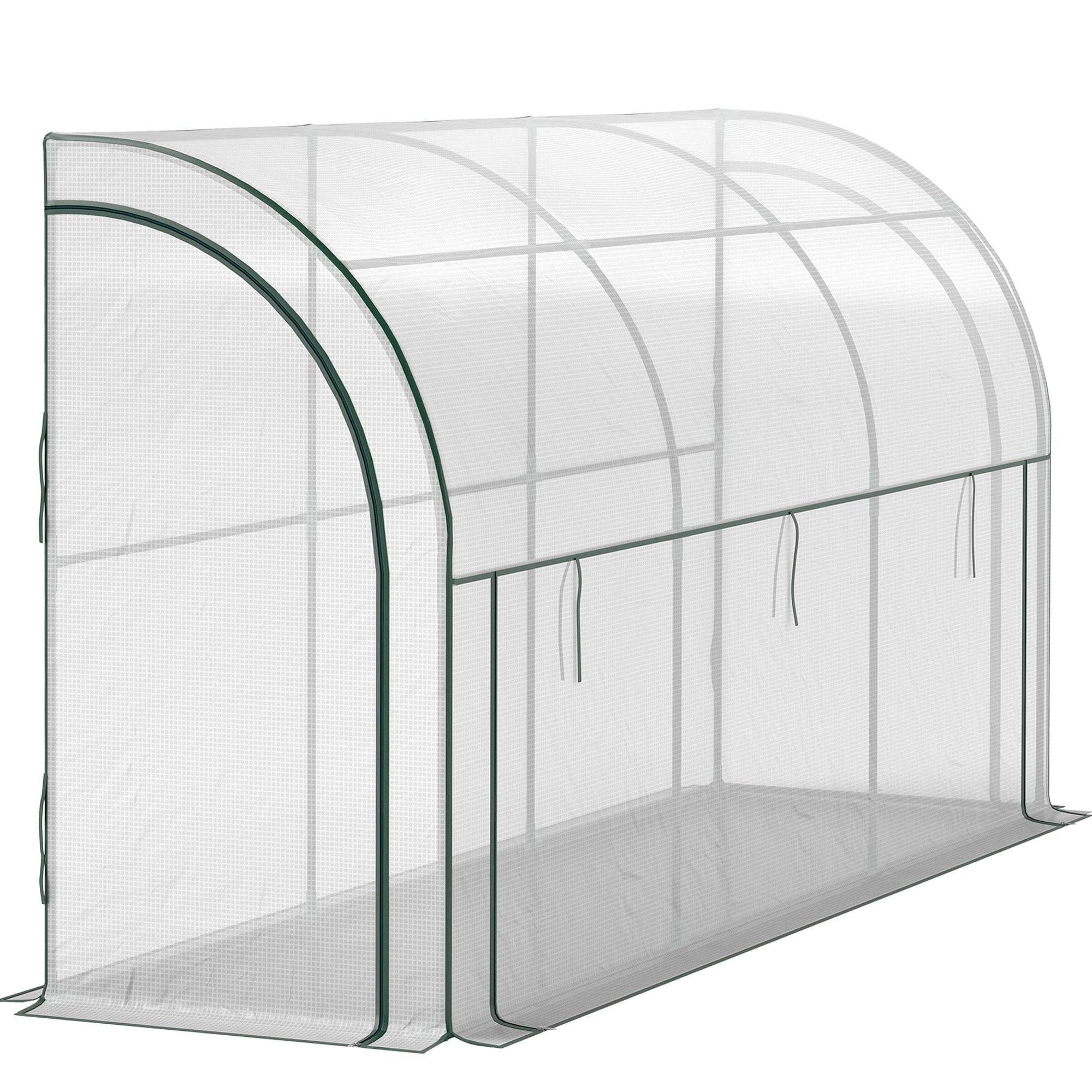 Greenhouse with Roll Door, Winterproof Steel Frame Greenhouse for Balcony, Garden, Tomato House with UV Protection 300x80x157cm Tomato Greenhouse for Vegetables Flowers Plants White