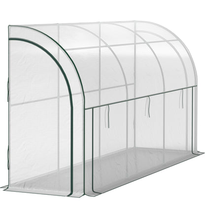 Greenhouse with Roll Door, Winterproof Steel Frame Greenhouse for Balcony, Garden, Tomato House with UV Protection 300x80x157cm Tomato Greenhouse for Vegetables Flowers Plants White