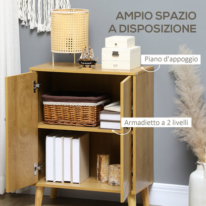 Sideboard for Living Room Multipurpose Vintage Style Kitchen Sideboard with 2 Internal Shelves, Particleboard, 60x30x76cm, Wood Color